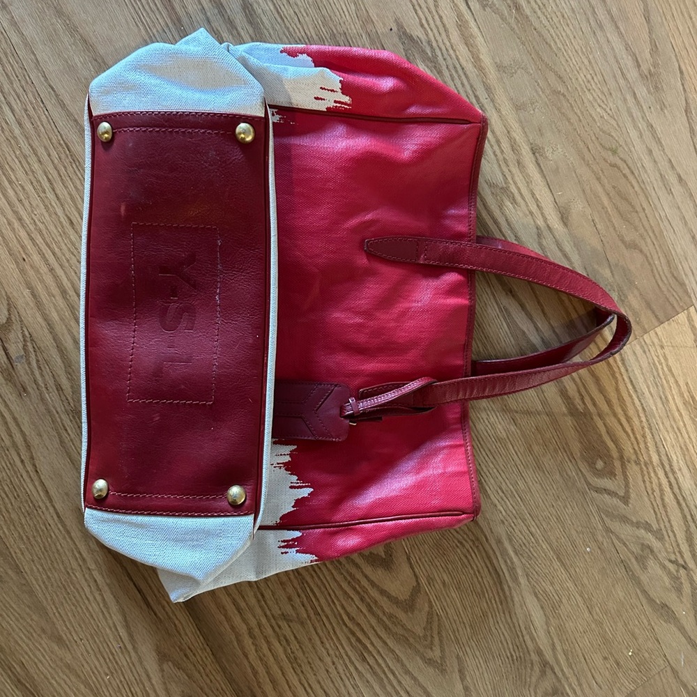 YSL Red and Cream Tote Bag
